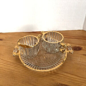 Vtg Janette Glass  Creamer and Sugar Set